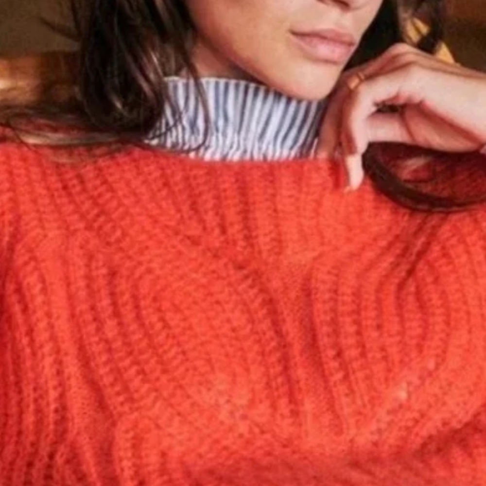 Sezane orange capleknit sweater